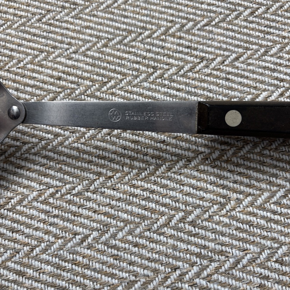 Vintage Montgomery Ward Stainless Steel Slotted Spoon 11.5" MW Hard Handle - Picture 4 of 5